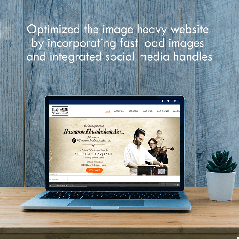 Teamwork Productions web mockup by WeBeeSocial