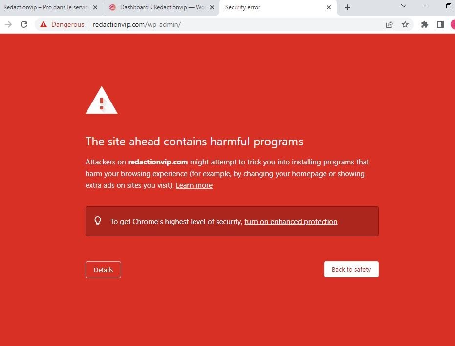 Google warning message